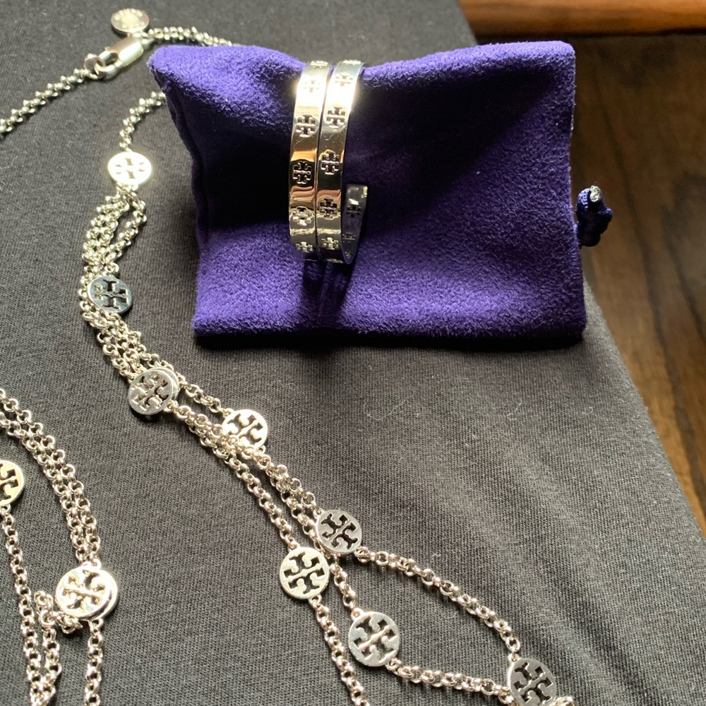 Tory Burch necklace AND hoop earrings